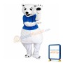 White Polar Bear With Blue Shirt Mascot Costume