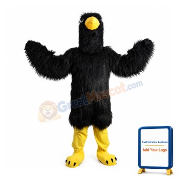 Black Long Fur Eagle Mascot Costume