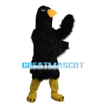 Black Long Fur Eagle Mascot Costume