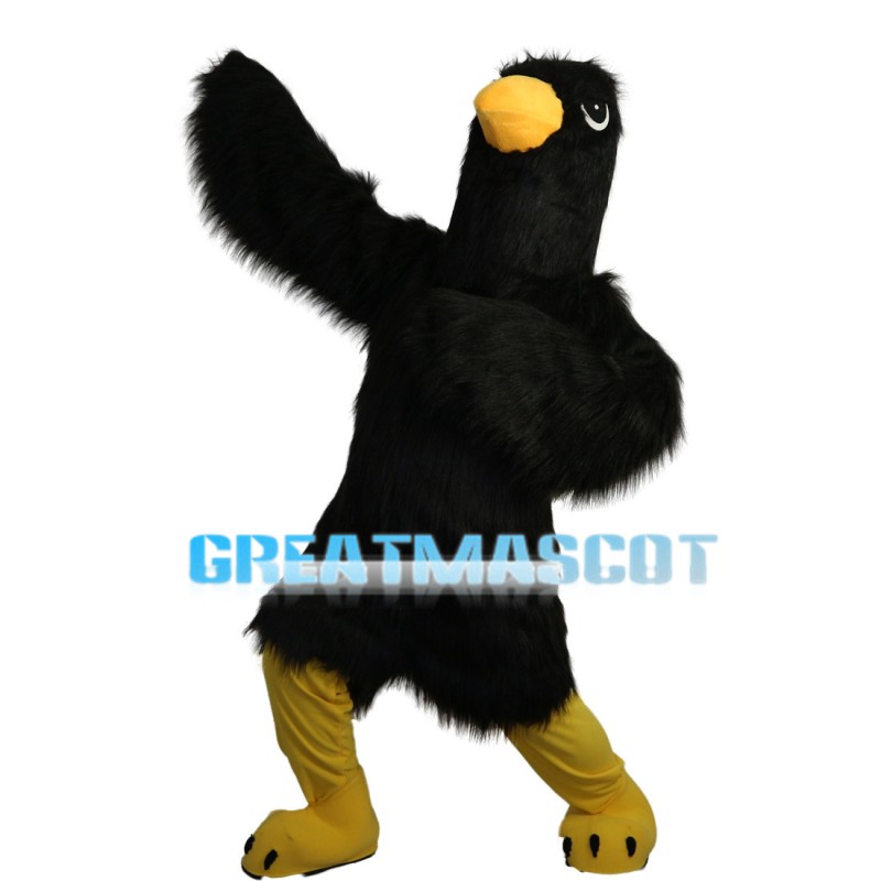 Black Long Fur Eagle Mascot Costume