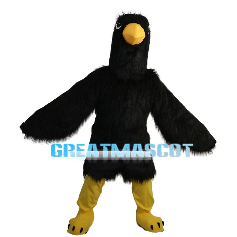 Black Long Fur Eagle Mascot Costume
