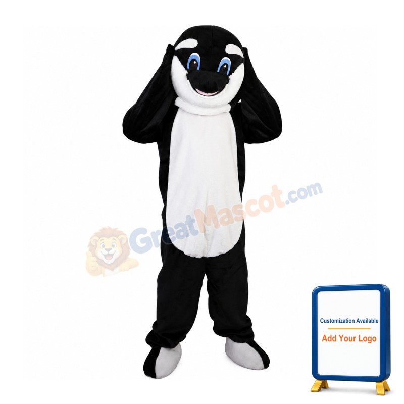 Black & White Dolphin With Blue Eyes Mascot Costume