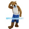 Lively Beaver In Blue Shorts Mascot Costume