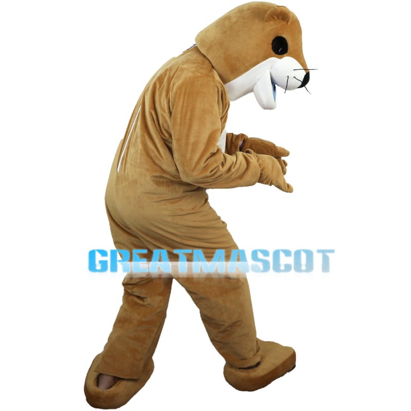 Lively Beaver In Blue Shorts Mascot Costume
