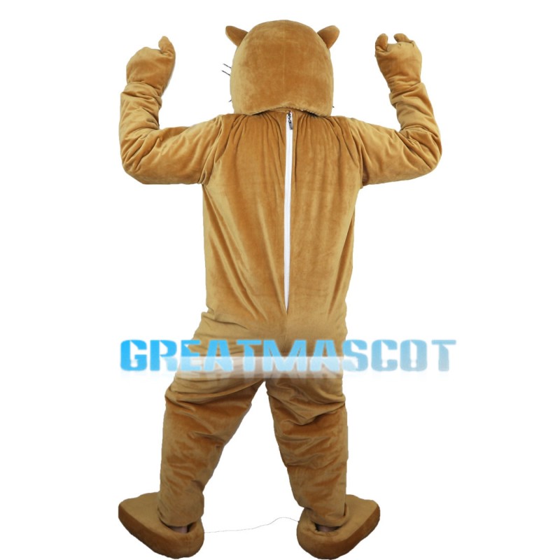 Lively Beaver In Blue Shorts Mascot Costume