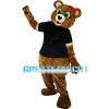 Green Eyes Bear With Pink Bow Mascot Costume