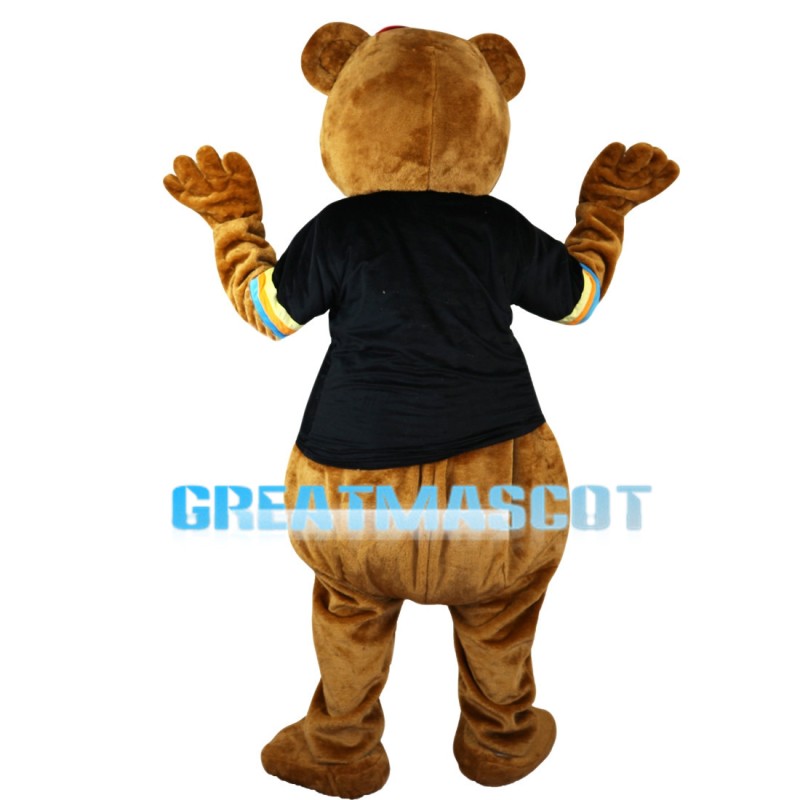 Green Eyes Bear With Pink Bow Mascot Costume