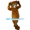 Green Eyes Bear With Pink Bow Mascot Costume