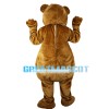 Green Eyes Bear With Pink Bow Mascot Costume