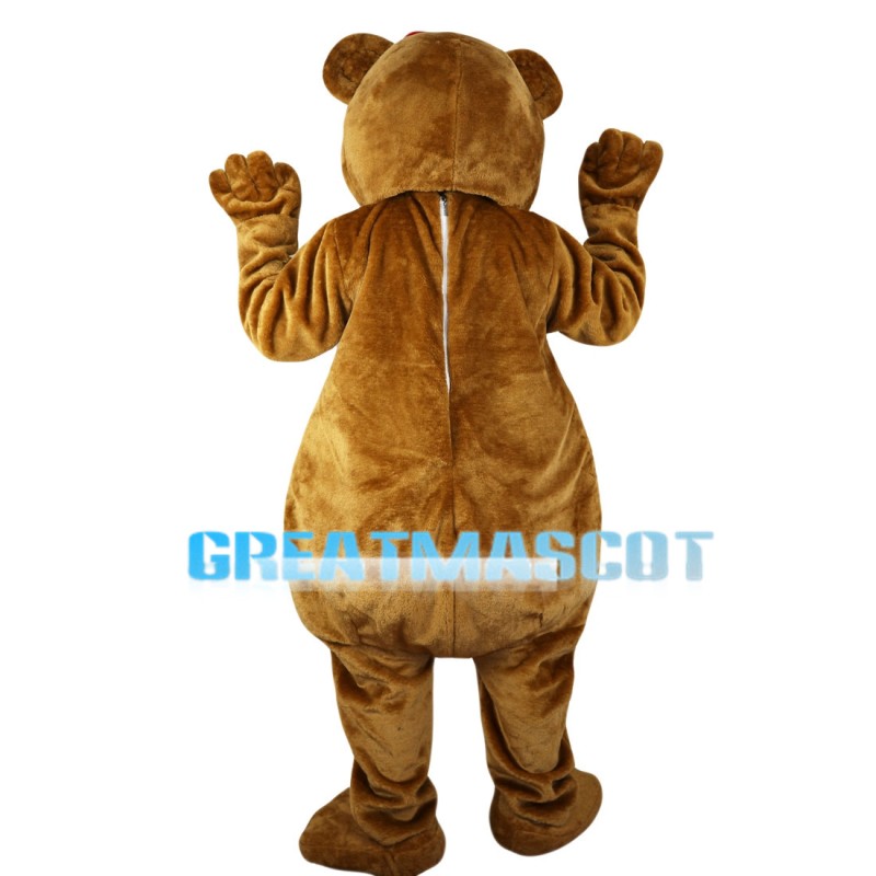 Green Eyes Bear With Pink Bow Mascot Costume
