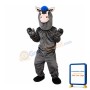 Standing Grey Horse With Blue Mane Mascot Costume