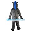 Standing Grey Horse With Blue Mane Mascot Costume