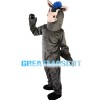 Standing Grey Horse With Blue Mane Mascot Costume