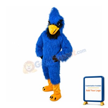 Blue Long Fur Bird Mascot Costume