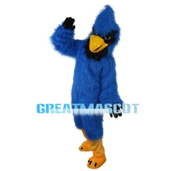 Blue Long Fur Bird Mascot Costume