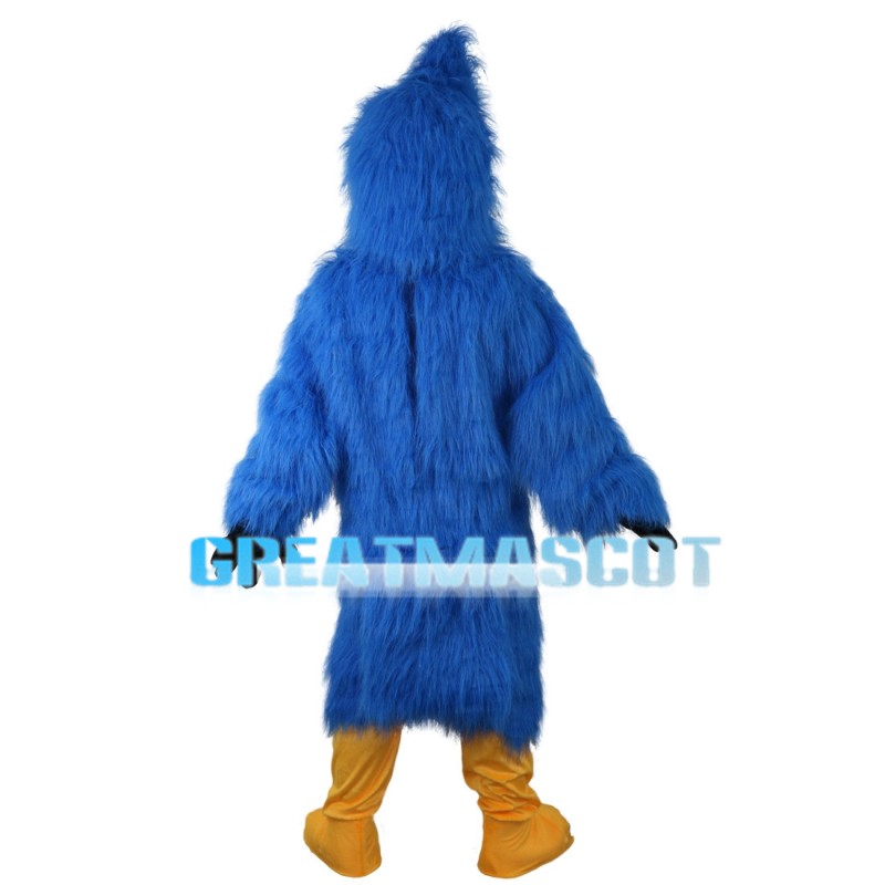 Blue Long Fur Bird Mascot Costume