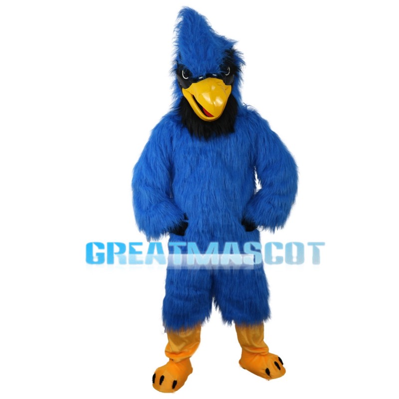 Blue Long Fur Bird Mascot Costume