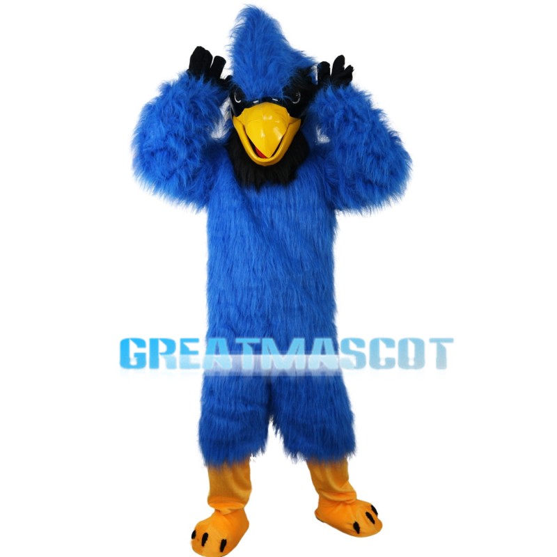 Blue Long Fur Bird Mascot Costume