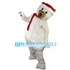 Mediocre White Bear With Red Scarf Mascot Costume