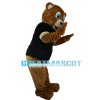 Blue Eyes Bear With Black Shirt Mascot Costume