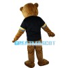 Blue Eyes Bear With Black Shirt Mascot Costume
