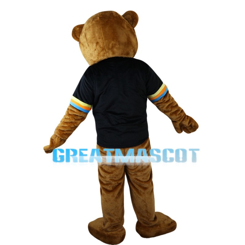 Blue Eyes Bear With Black Shirt Mascot Costume