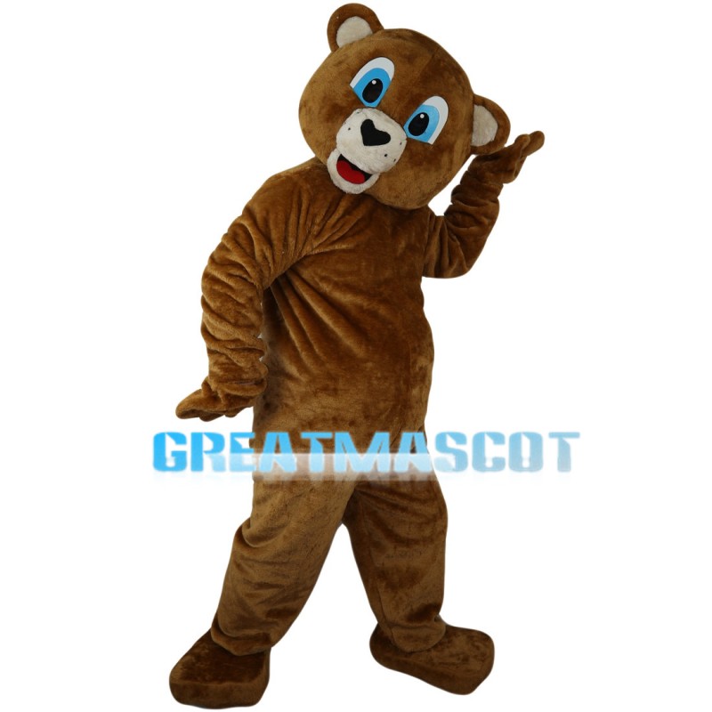 Blue Eyes Bear With Black Shirt Mascot Costume