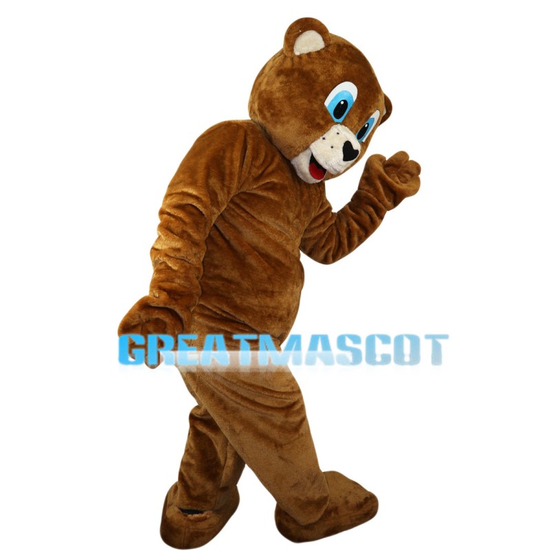 Blue Eyes Bear With Black Shirt Mascot Costume
