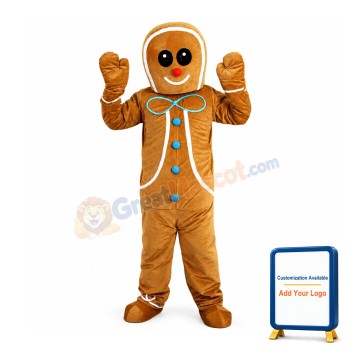 Interesting Breadman With Blue Buttons Mascot Costume