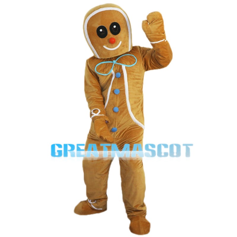 Interesting Breadman With Blue Buttons Mascot Costume