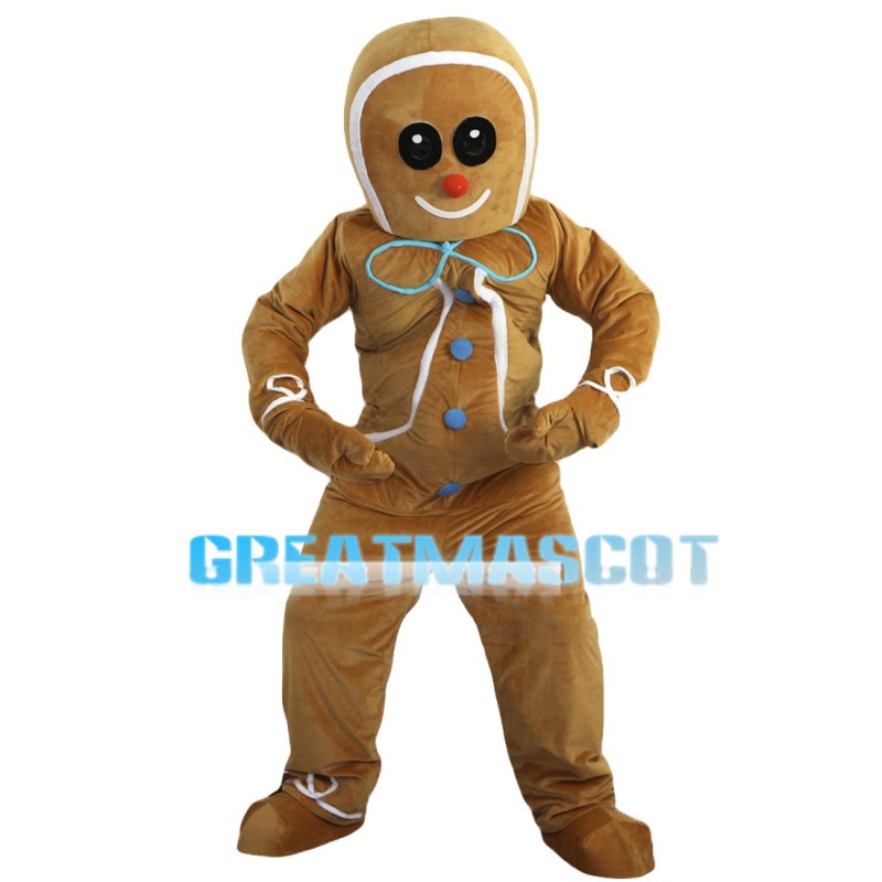 Interesting Breadman With Blue Buttons Mascot Costume