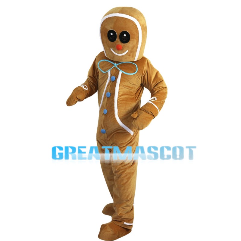Interesting Breadman With Blue Buttons Mascot Costume