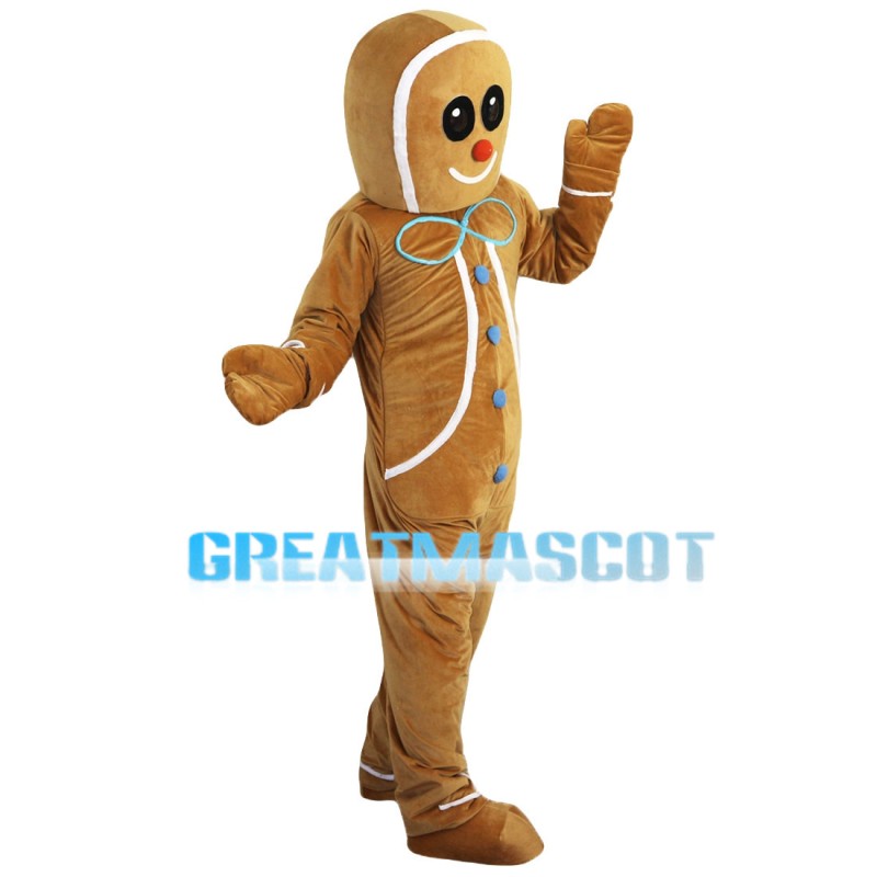Interesting Breadman With Blue Buttons Mascot Costume