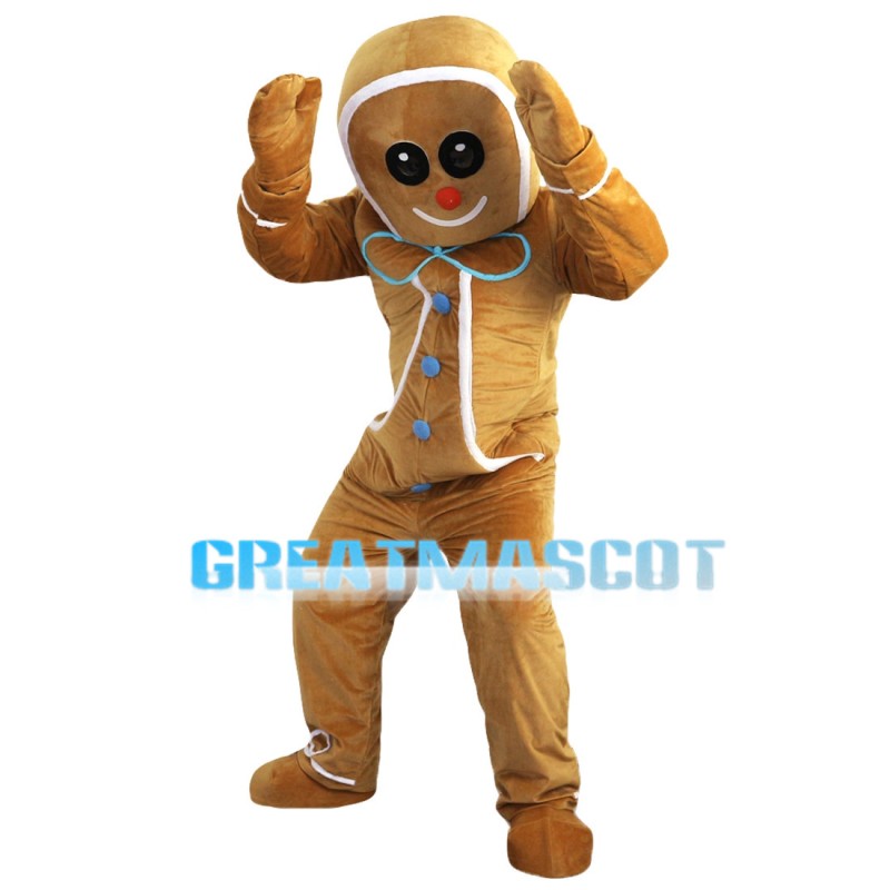 Interesting Breadman With Blue Buttons Mascot Costume