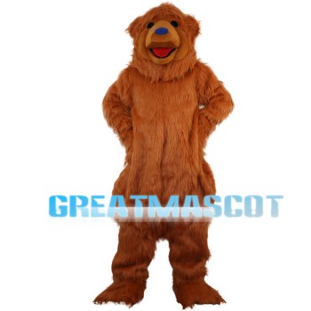 Happy Furry Brown Bear Mascot Costume