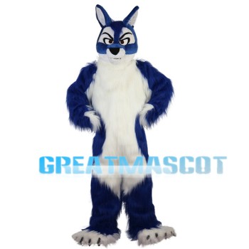 Strong White & Blue Wolf Mascot Costume