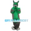 Ferocious Green & Grey Wolf Mascot Costume