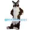 Soft Long Fur Brown & White Wolf Mascot Costume
