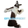 Soft Long Fur Brown & White Wolf Mascot Costume