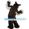 Soft Long Fur Brown & White Wolf Mascot Costume