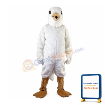 Short Plush White Bird Mascot Costume