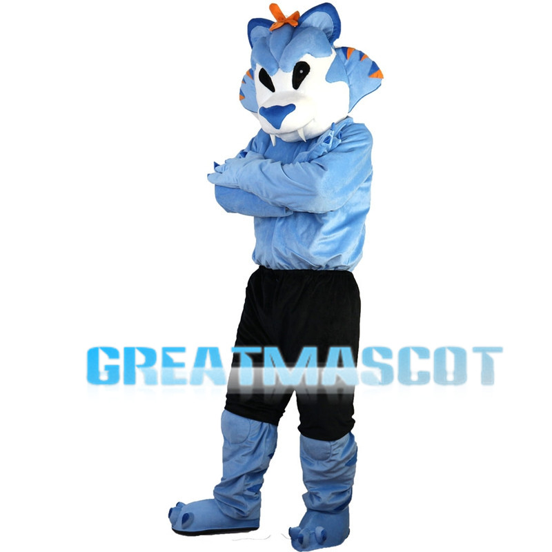 Blue Leopard With Black Shorts Mascot Costume