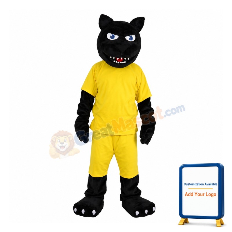 Black Panther With Yellow Set Mascot Costume
