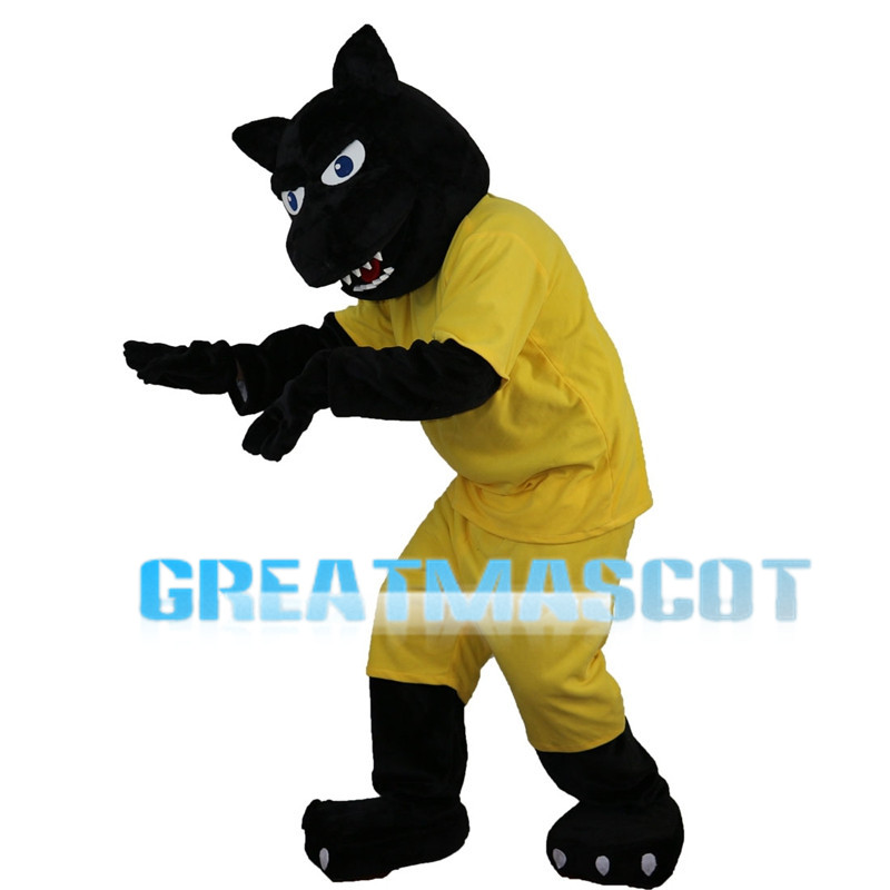 Black Panther With Yellow Set Mascot Costume