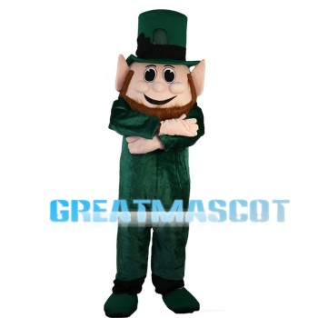 Brown Beard Green Elf Mascot Costume