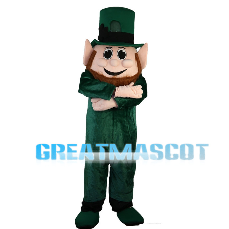 Brown Beard Green Elf Mascot Costume