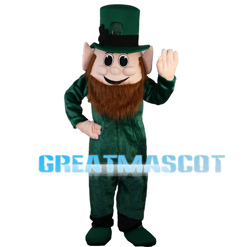 Brown Beard Green Elf Mascot Costume
