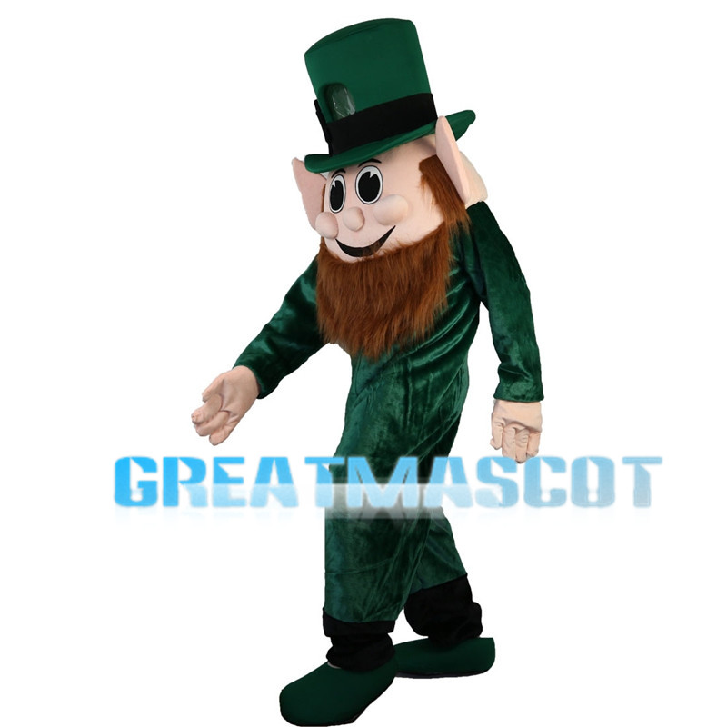 Brown Beard Green Elf Mascot Costume
