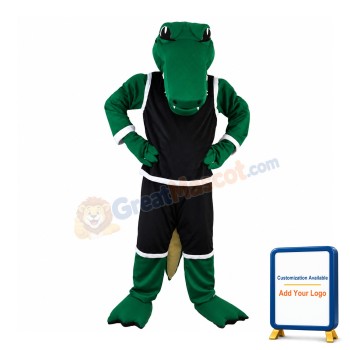 Green Crocodile With Black Sports Set Mascot Costume