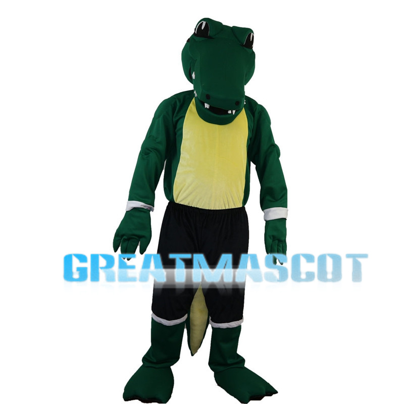 Green Crocodile With Black Sports Set Mascot Costume